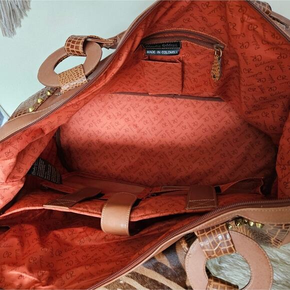 Leather Weekender Overnight Satchel Duffel Bag - Picture 10 of 14